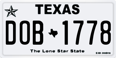 TX license plate DOB1778