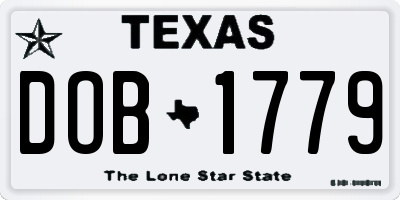 TX license plate DOB1779