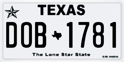 TX license plate DOB1781