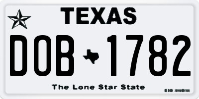 TX license plate DOB1782