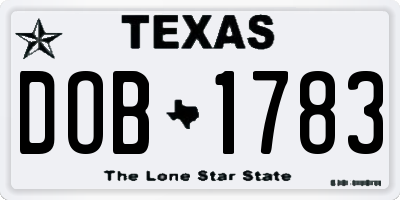 TX license plate DOB1783