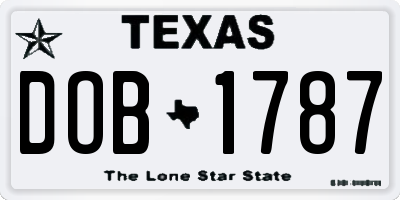 TX license plate DOB1787