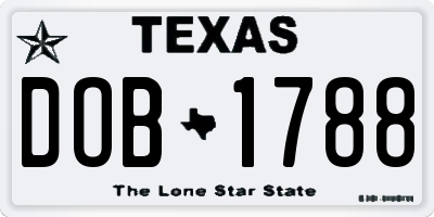 TX license plate DOB1788