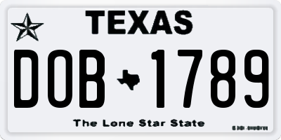 TX license plate DOB1789