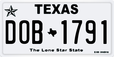 TX license plate DOB1791
