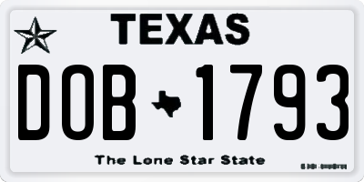 TX license plate DOB1793