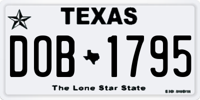 TX license plate DOB1795