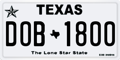 TX license plate DOB1800