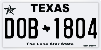 TX license plate DOB1804
