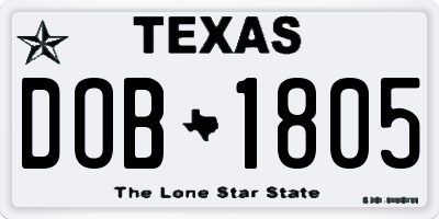 TX license plate DOB1805