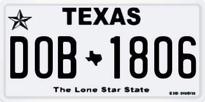 TX license plate DOB1806