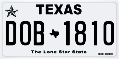TX license plate DOB1810