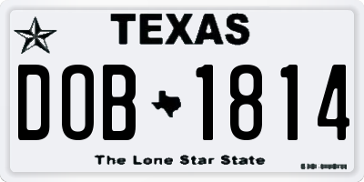 TX license plate DOB1814
