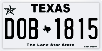 TX license plate DOB1815