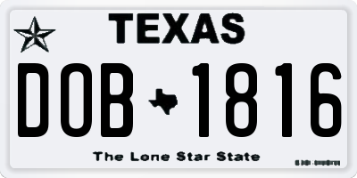 TX license plate DOB1816