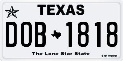 TX license plate DOB1818
