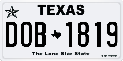 TX license plate DOB1819