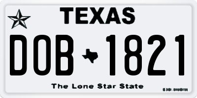 TX license plate DOB1821