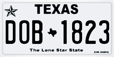 TX license plate DOB1823