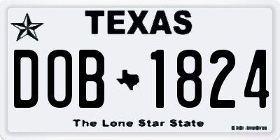 TX license plate DOB1824