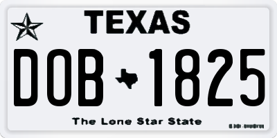TX license plate DOB1825