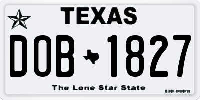 TX license plate DOB1827