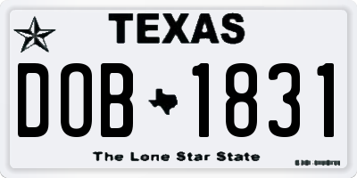 TX license plate DOB1831