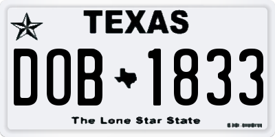 TX license plate DOB1833