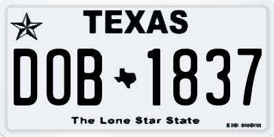 TX license plate DOB1837