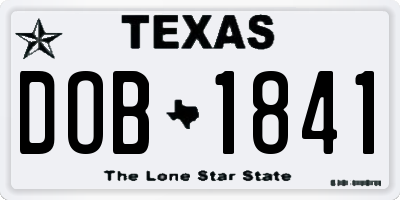 TX license plate DOB1841