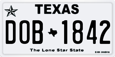 TX license plate DOB1842