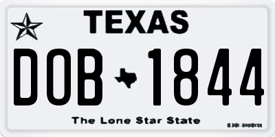 TX license plate DOB1844