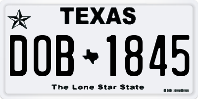 TX license plate DOB1845