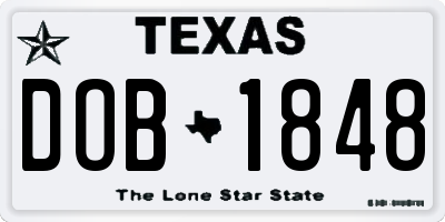 TX license plate DOB1848