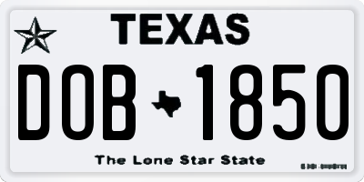 TX license plate DOB1850