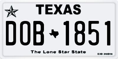 TX license plate DOB1851