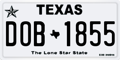 TX license plate DOB1855