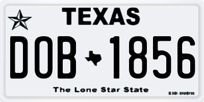 TX license plate DOB1856