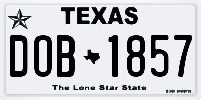 TX license plate DOB1857