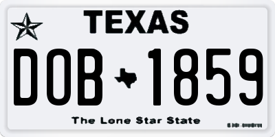 TX license plate DOB1859