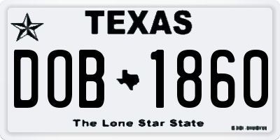 TX license plate DOB1860