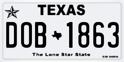 TX license plate DOB1863