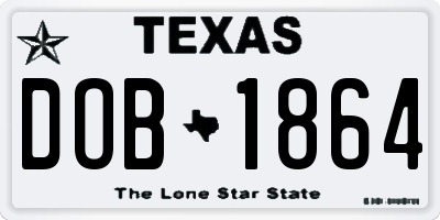 TX license plate DOB1864