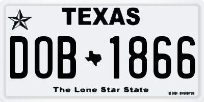 TX license plate DOB1866