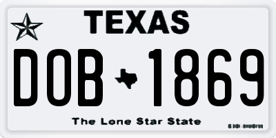 TX license plate DOB1869