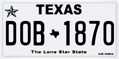 TX license plate DOB1870