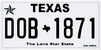 TX license plate DOB1871