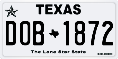 TX license plate DOB1872