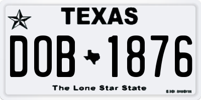 TX license plate DOB1876