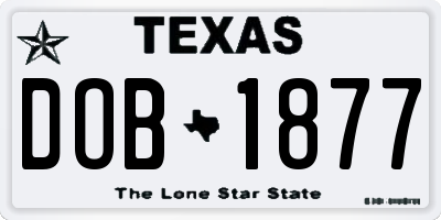 TX license plate DOB1877